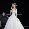 Vintage off shoulder Lace up back Princess simple Wedding Dress With Big Train